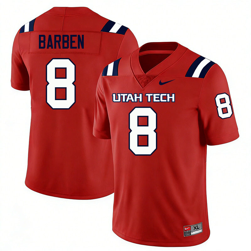 Utah Tech Trailblazers #8 Bronson Barben College Football Jerseys,Uniforms Stitched-Red